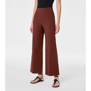 Spanx Stretch Twill Cropped Wide Leg Trouser Pants  Brown Women's Size XL